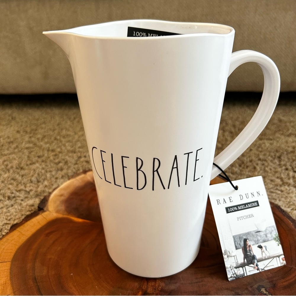 NWT Rae Dunn “Celebrate” Melamine Pitcher